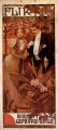 Flirt 1899 calendar Czech Art Nouveau distinct Alphonse Mucha